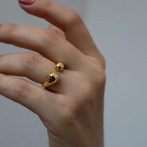 ασημένιο γεωμετρικό δαχτυλίδι χρυσό anrine