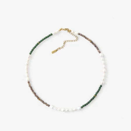 Χειροποίητο κολιέ με πέρλες και φυσικές πέτρες ανρινε κοσμηματα