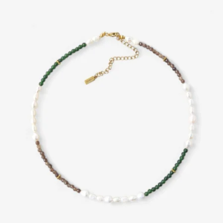 Χειροποίητο κολιέ με πέρλες και φυσικές πέτρες ανρινε κοσμηματα