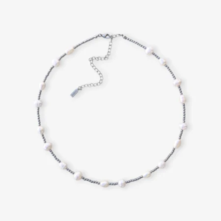 ασημένιο Κολιέ με μαργαριτάρια και φυσικές πέτρες ανρινε κοσμηματα