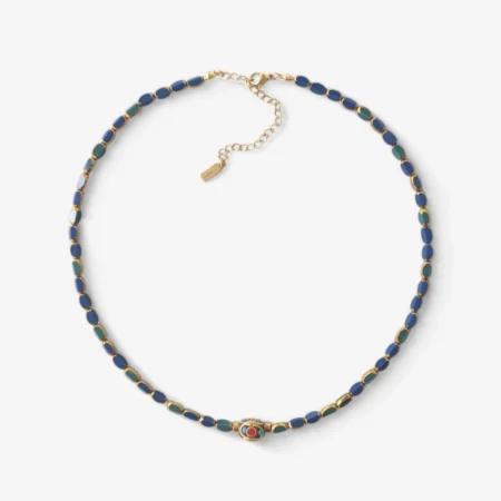 μποχο Χειροποίητο μπλε κολιέ με charm ανρινε κοσμηματα