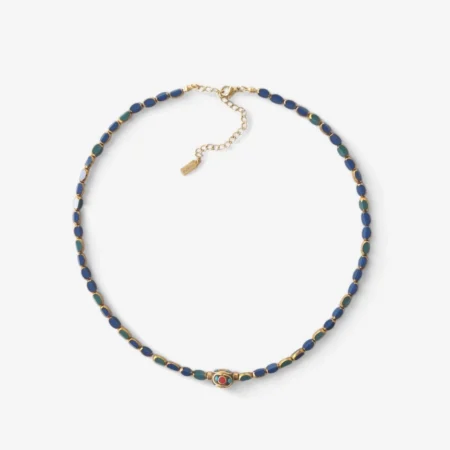 μποχο Χειροποίητο μπλε κολιέ με charm ανρινε κοσμηματα